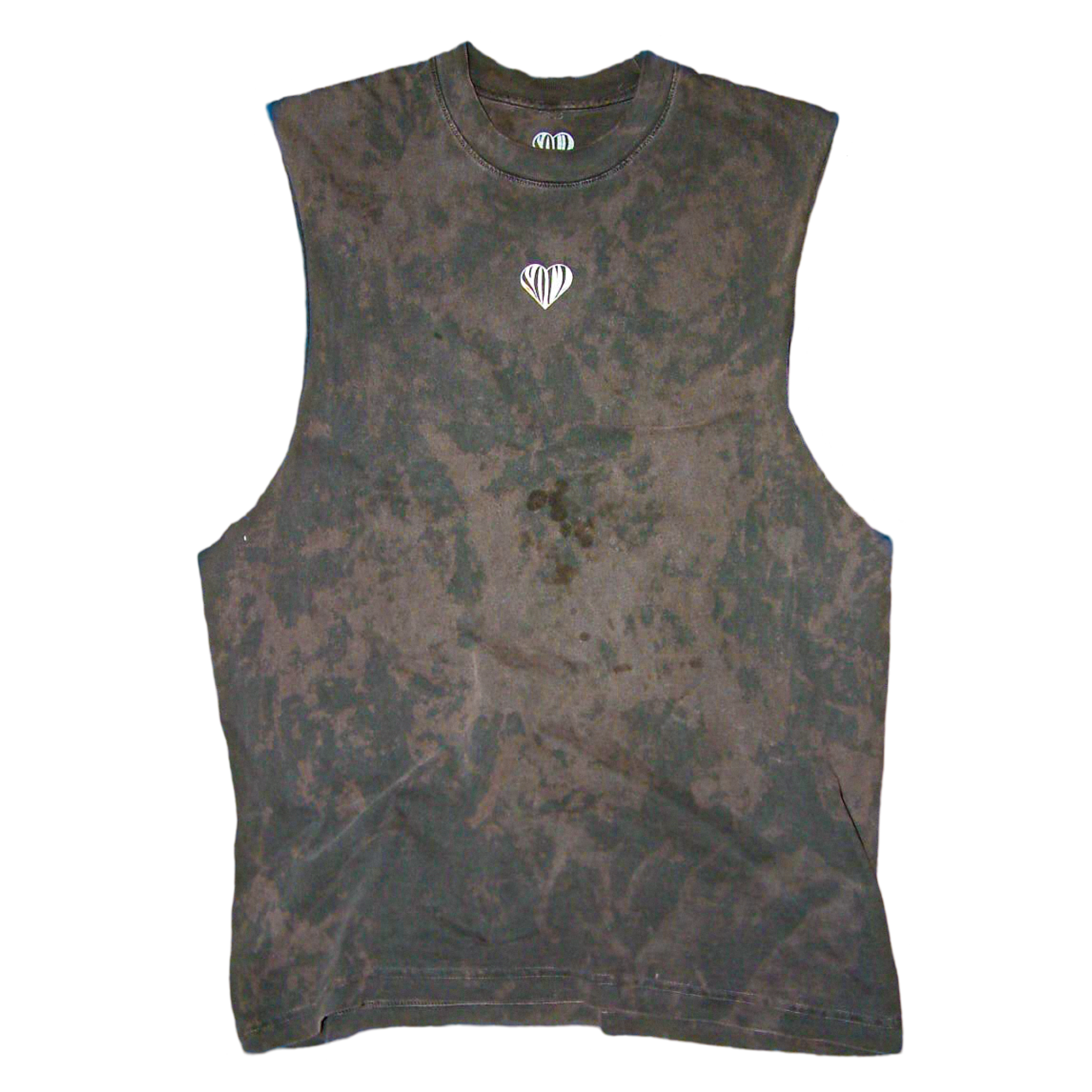 Basic logo Bleached Heavyweight Cut-Off - HeartnsoulJJ 